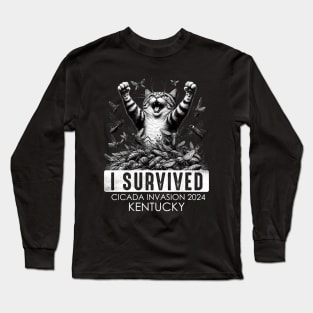 Kentucky Cicada Invasion Survivor Funny Cat Long Sleeve T-Shirt